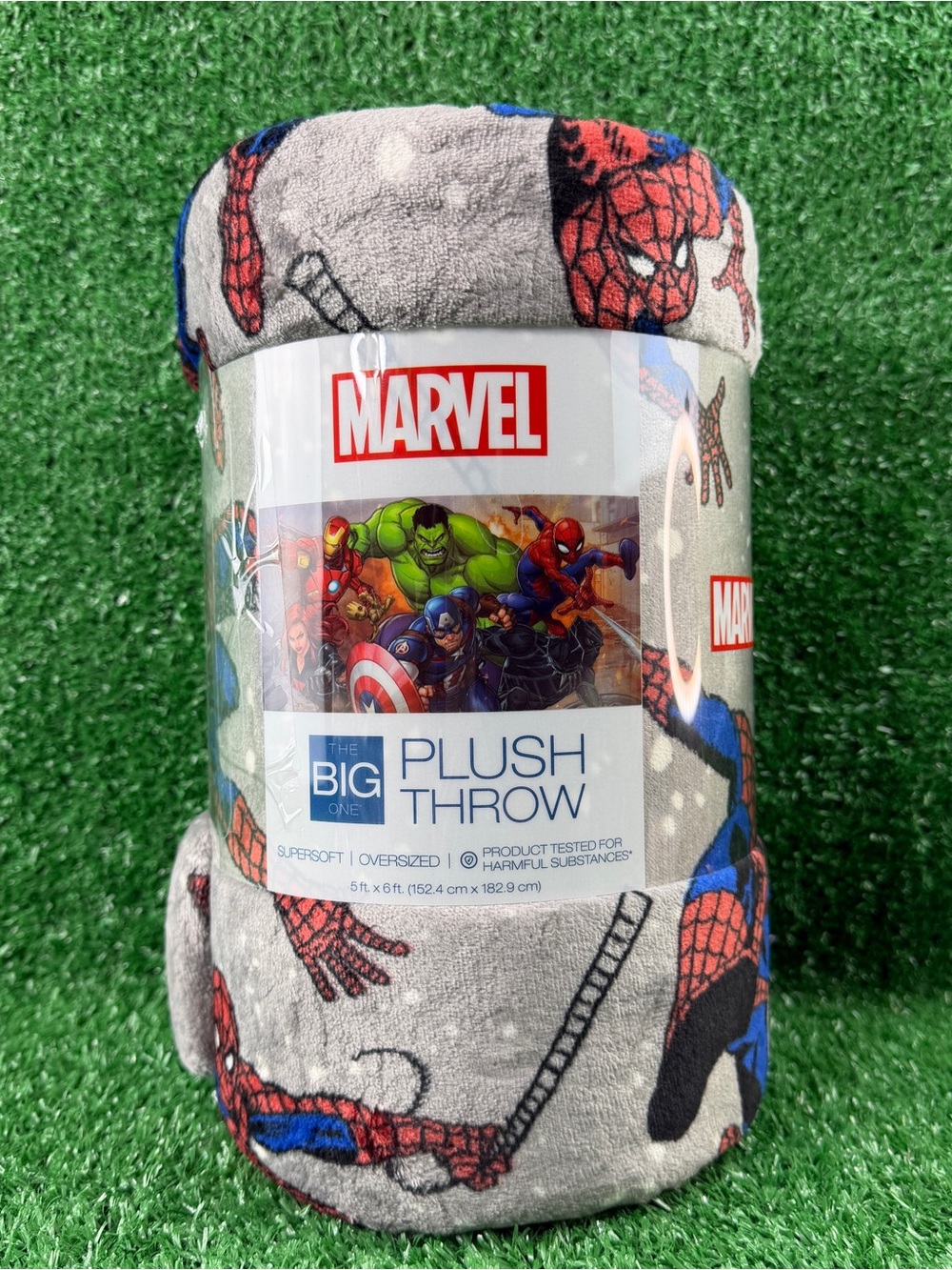 Marvel Spider-Man Plush Throw Blanket - Gray, Red, Blue